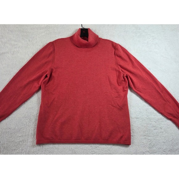 Premise Sweaters - Premise Women's Coral Ribbed Turtleneck Sweater with Button Cuff Detail Size XL